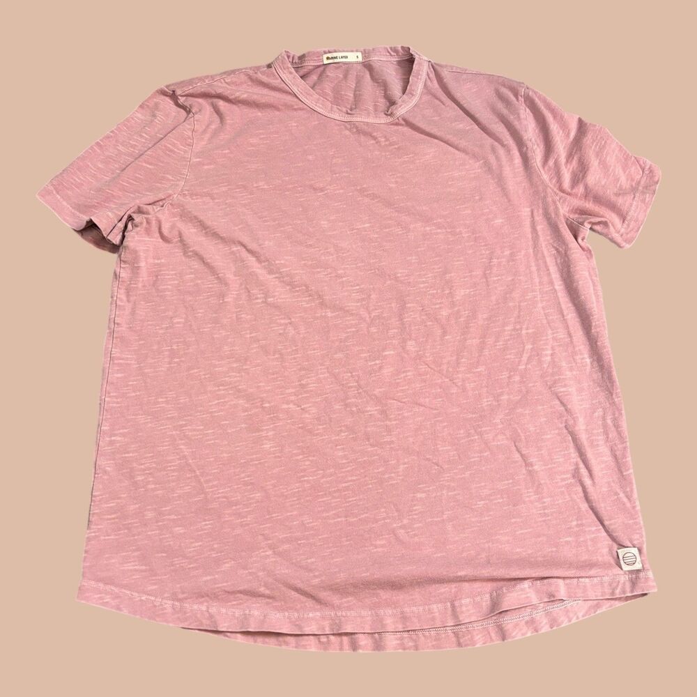 Marine Layer T Shirt Mens Small Solid Pink Crew Neck Short Sleeve Jersey Cotton